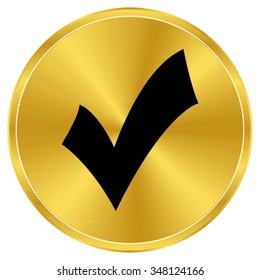 check mark; tick; yes; vote - gold vector icon