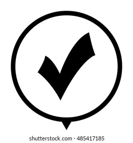 check mark; tick; yes; vote - black vector  icon; map pointer