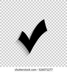 check mark; tick; yes; vote - black vector  icon with shadow