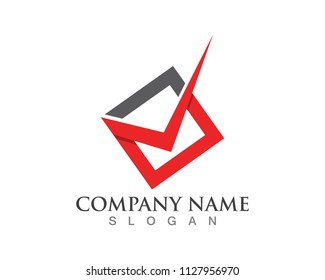 Check mark V Letter Logo Template