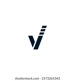 Check mark with V letter logo design. Unique check symbol. Checklist with income sign. Smart sign, simple, clean and creative. Auditing, investment, service, cleaning, accounting, management. V logo.