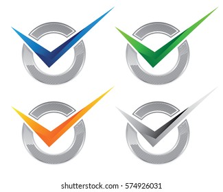 Check mark V Letter Logo Template