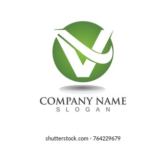 Check mark V Letter Logo Template
