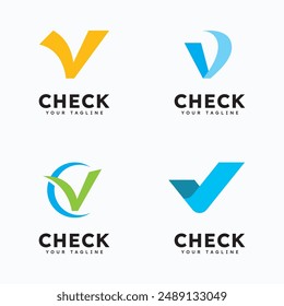 Check mark V logo design symbol