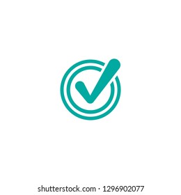 Check Mark. Valid seal icon. blue crazy tick in circle. Flat OK sticker icon. Isolated on white. Accept button. Good for web and software interfaces. Vector illustration.