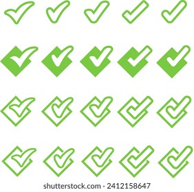 Check Mark, Valid, Yes, Confirmation, Okey, Positive checked, confirm, Acceptance in checklist, icon set