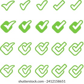 Check Mark, Valid, Yes, Confirmation, Okey, Positive checked, confirm, Acceptance in checklist, icon set