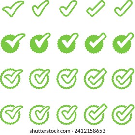 Check Mark, Valid, Yes, Confirmation, Okey, Positive checked, confirm, Acceptance in checklist, icon set