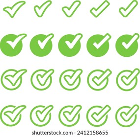 Check Mark, Valid, Yes, Confirmation, Okey, Positive checked, confirm, Acceptance in checklist, icon set