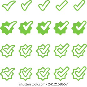 Check Mark, Valid, Yes, Confirmation, Okey, Positive checked, confirm, Acceptance in checklist, icon set