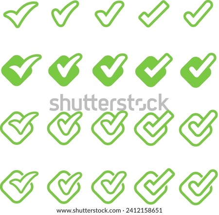 Check Mark, Valid, Yes, Confirmation, Okey, Positive checked, confirm, Acceptance in checklist, icon set