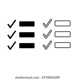 Check mark. Validation and refusal icon.