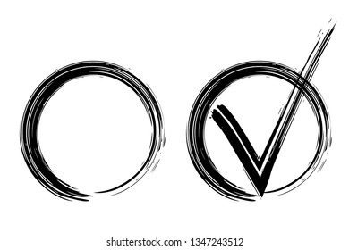 Check mark. Vector grunge brush stroke