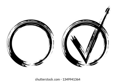 Check mark. Vector grunge brush stroke