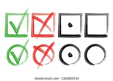 Check mark. Vector grunge brush stroke
