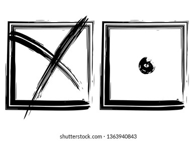Check mark. Vector grunge brush stroke