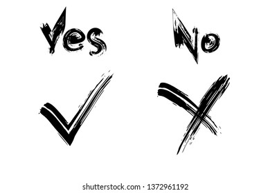 Check mark. Vector grunge brush stroke