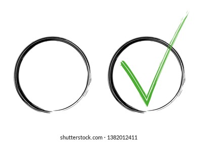 Check mark. Vector grunge brush stroke