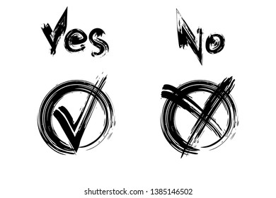 Check mark. Vector grunge brush stroke
