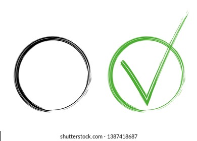 Check mark. Vector grunge brush stroke