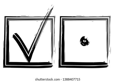 Check mark. Vector grunge brush stroke