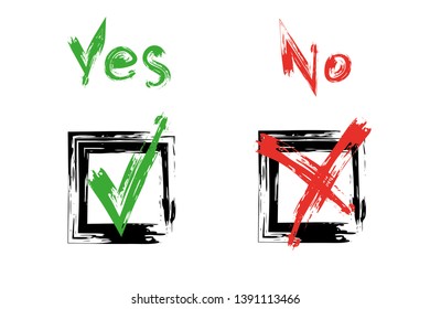 Check mark. Vector grunge brush stroke