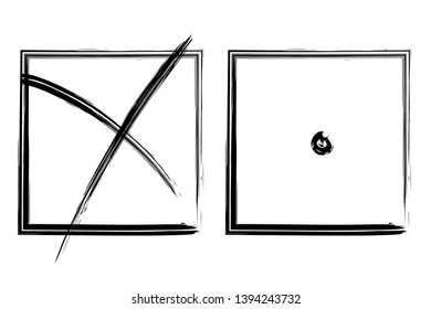 Check mark. Vector grunge brush stroke
