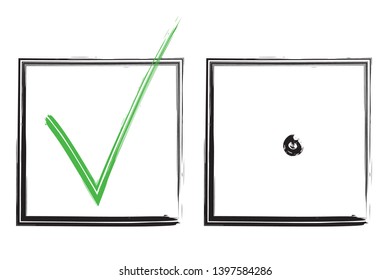 Check mark. Vector grunge brush stroke