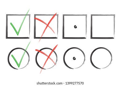 Check mark. Vector grunge brush stroke