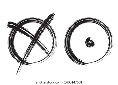 Check mark. Vector grunge brush stroke