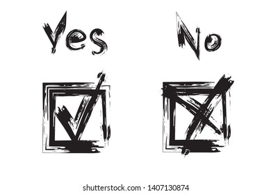 Check mark. Vector grunge brush stroke