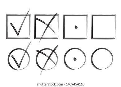 Check mark. Vector grunge brush stroke