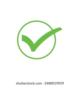 Check mark vector icon. Checkmark right symbol tick sign. Ok button correct circle icon.