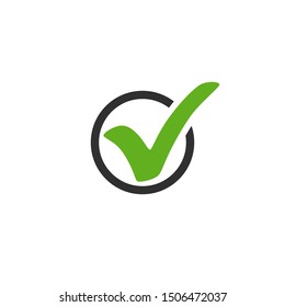 Check mark vector icon. Check mark in circle. Check mark green icon isolated on white background. Eps10