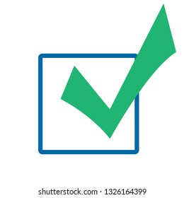 Check mark vector icon. Green tick icon isolated on white background. Flat check mark sign for web site, app, label, logo and design template. Vector illustration