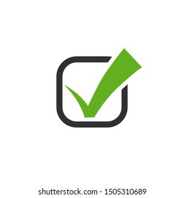 Check mark vector icon. Check mark green in square. Check mark icon isolated on white background. Eps10