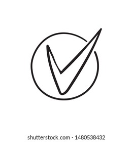 Check mark vector icon hand drawn doodle conccept