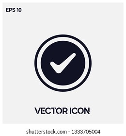 Check mark vector icon illustration. Ui/Ux. White background. Premium quality.