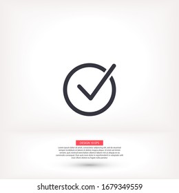 Check mark vector icon , lorem ipsum Flat design