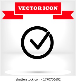 Check mark vector icon , lorem ipsum Flat design