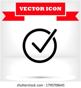 Check mark vector icon , lorem ipsum Flat design