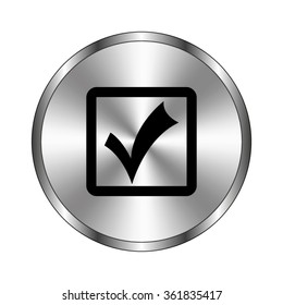 check mark - vector icon;  metal button