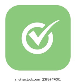 Check Mark Vector Icon On Green Button