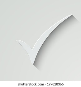 check mark vector icon - paper illustration with shadow on light background