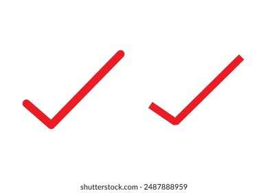 Check mark vector icon. Red tick icon isolated on white background. Flat check mark sign for web site, app, label, logo and design template. Vector illustration