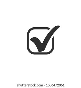 Check mark vector icon. Check mark in square. Check mark black icon isolated on white background. Eps10