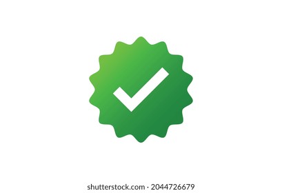 Check Mark vector icon in star badge. Symbol of approval.
