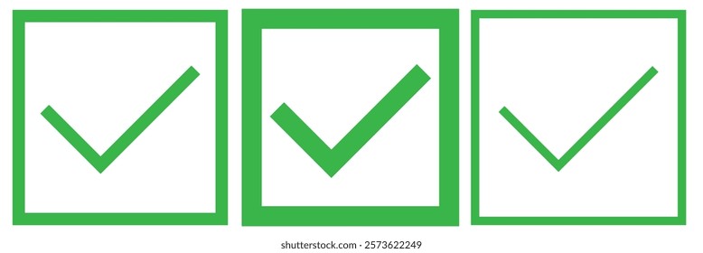 Check mark vector icon symbol. Check mark icon set. Confirm symbol. Approve symbol. Vector illustrator. 