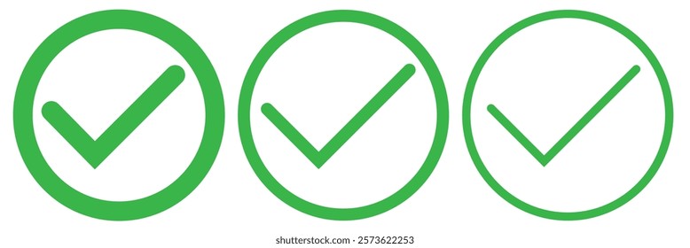 Check mark vector icon symbol. Check mark icon set. Confirm symbol. Approve symbol. Vector illustrator. 