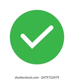 Check mark vector icon. Tick of right, ok and yes . Tick symbol. Green check mark on white background. Sign of approved in checklist. eps10